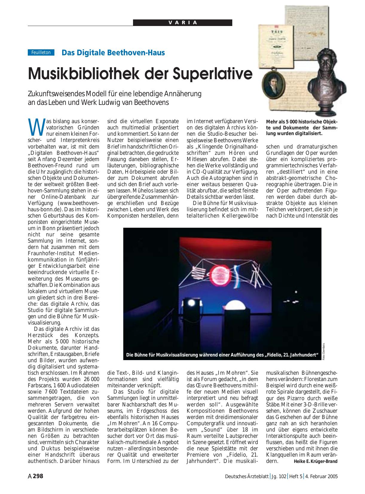 Vorschauseite 1: Das Digitale Beethoven-Haus: Musikbibliothek der Superlative