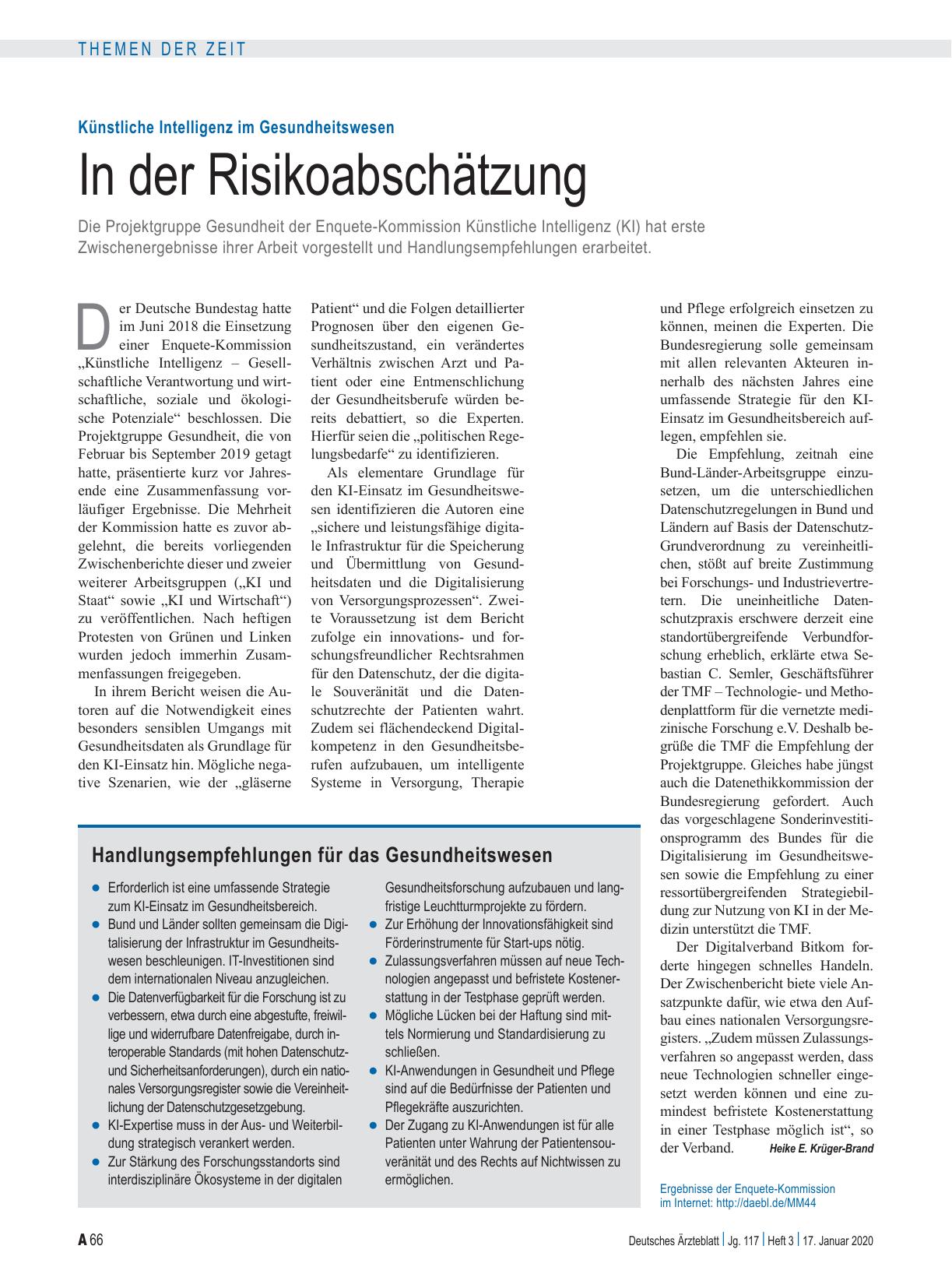 Vorschauseite 1: Künstliche Intelligenz im Gesundheitswesen: In der Risikoabschätzung