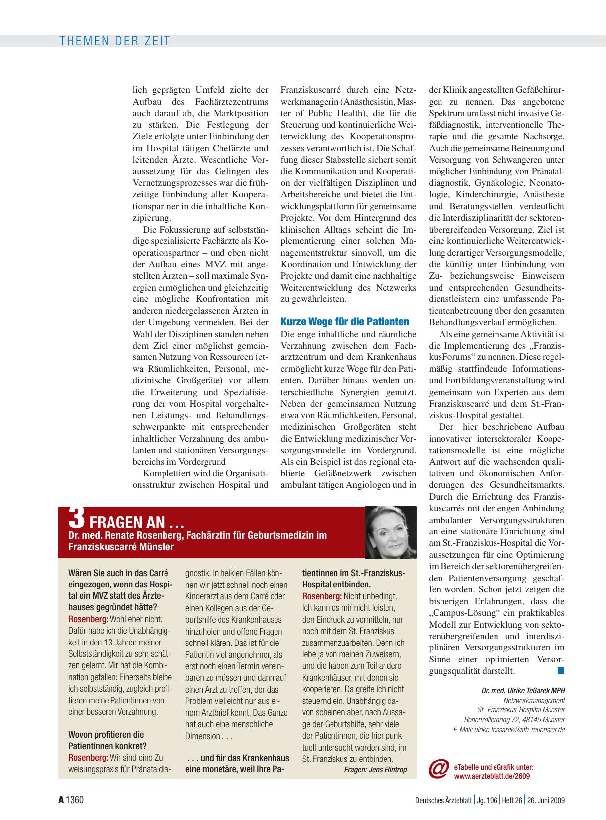 Vorschauseite 1: 3 Fragen an … Dr. med. Renate Rosenberg, Fachärztin für Geburtsmedizin im Franziskuscarré Münster