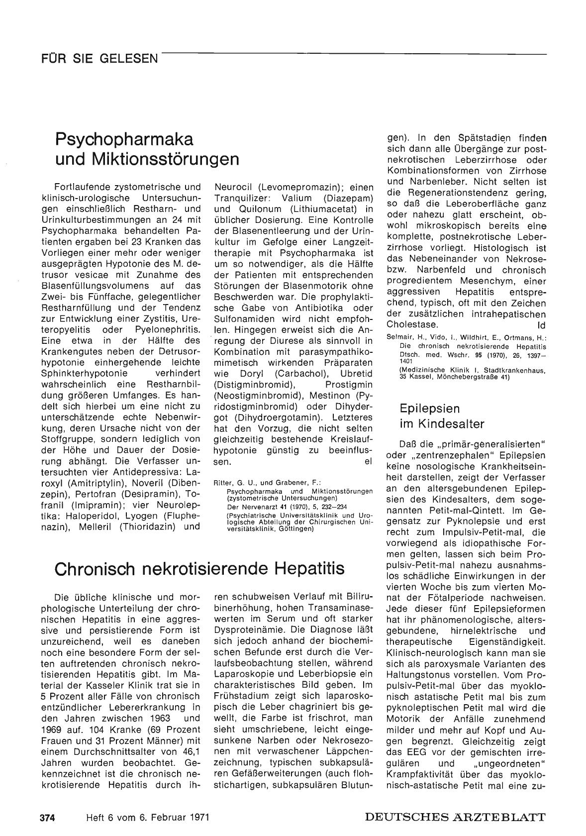 Vorschauseite 1: Chronisch nekrotisierende Hepatitis