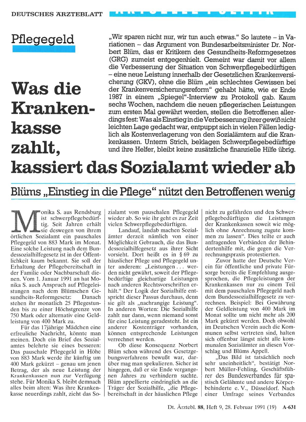 Vorschauseite 1: Pflegegeld: Was die Krankenkasse zahlt, kassiert das Sozialamt wieder ab