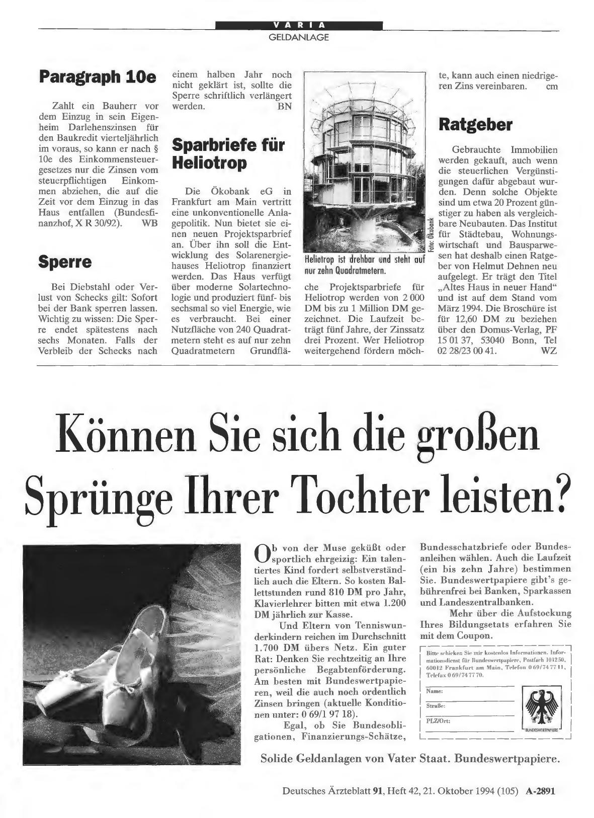 Vorschauseite 1: Sparbriefe für Heliotrop