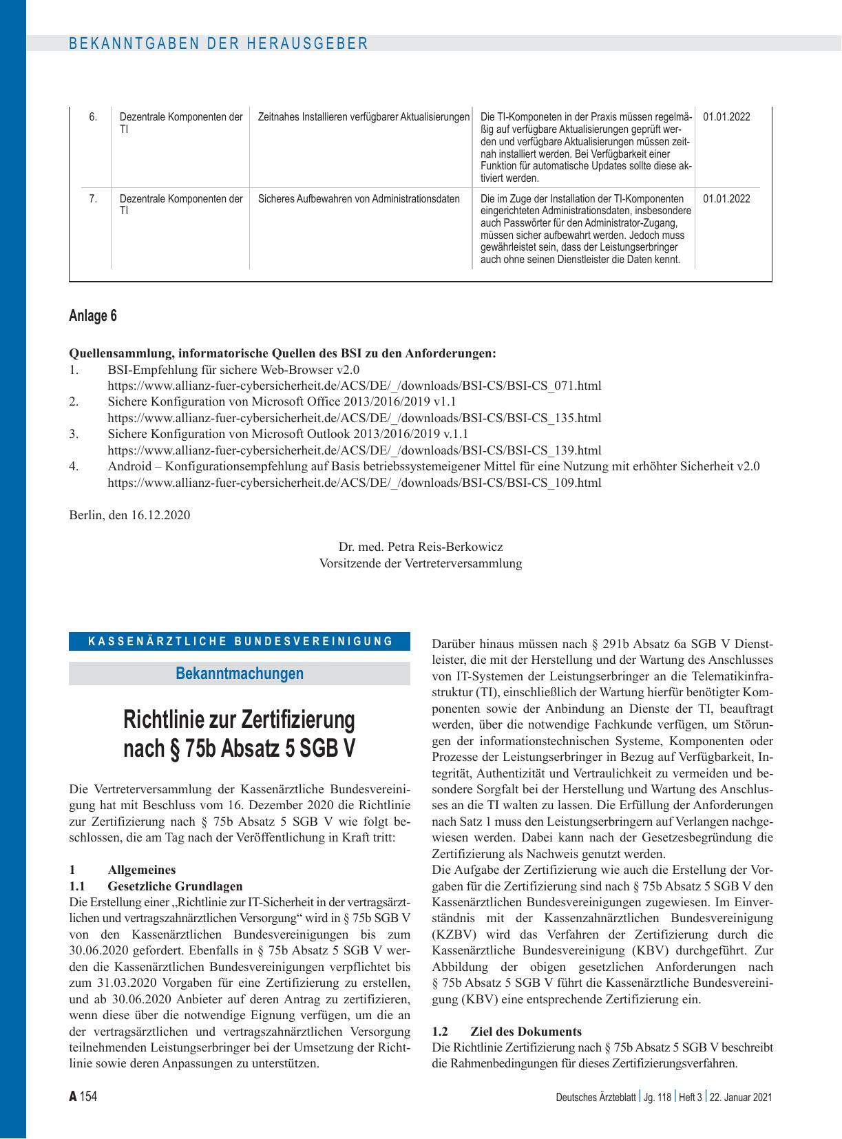 Vorschauseite 1: Richtlinie zur Zertifizierung nach § 75b Absatz 5 SGB V