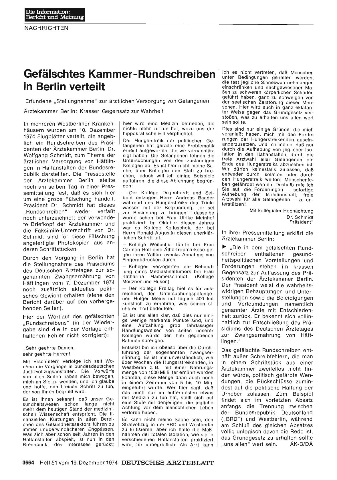 Vorschauseite 1: Gefälschtes Kammer-Rundschreiben in Berlin verteilt