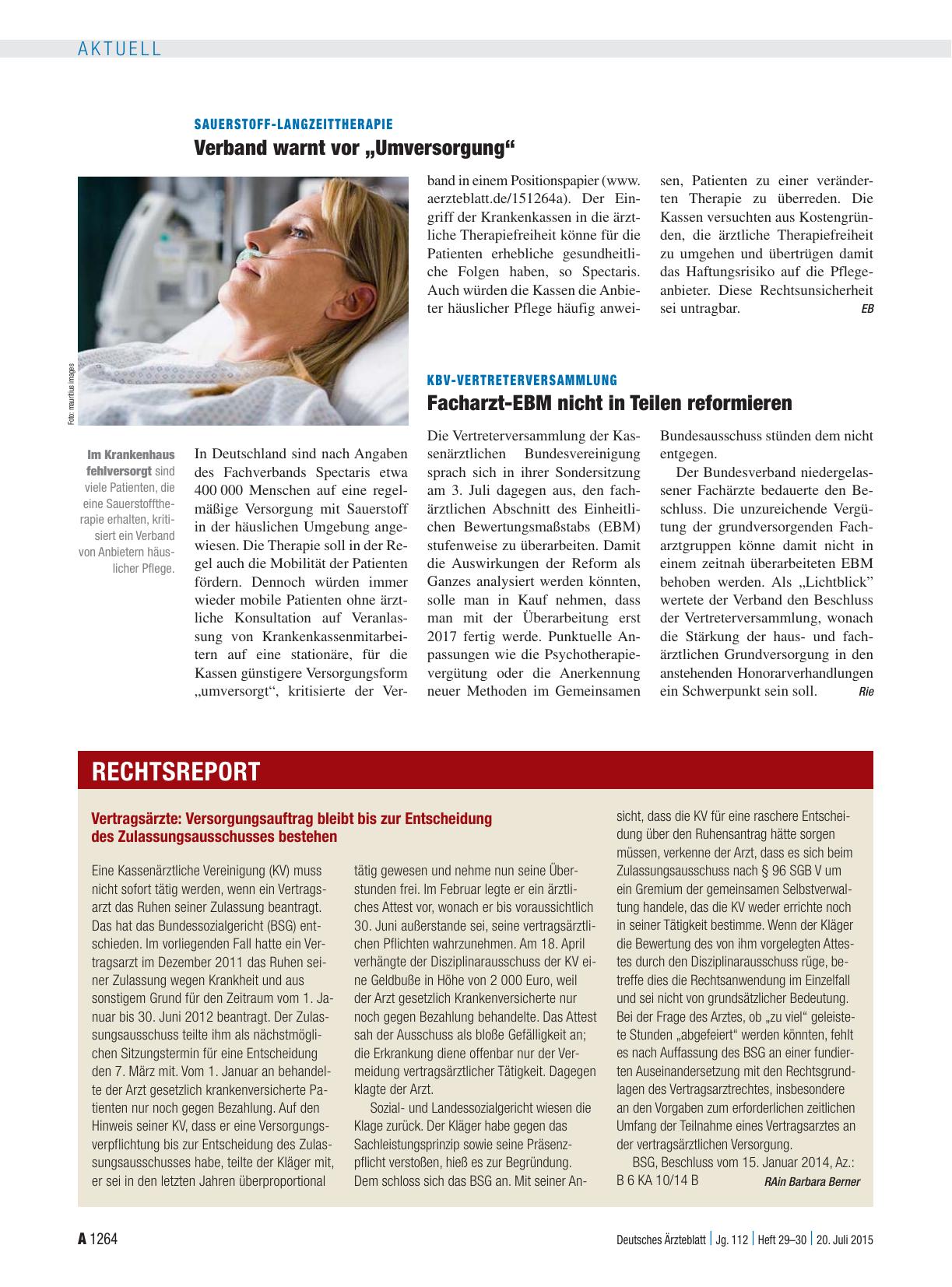 Vorschauseite 1: KBV-Vertreterversammlung: Facharzt-EBM nicht in Teilen reformieren