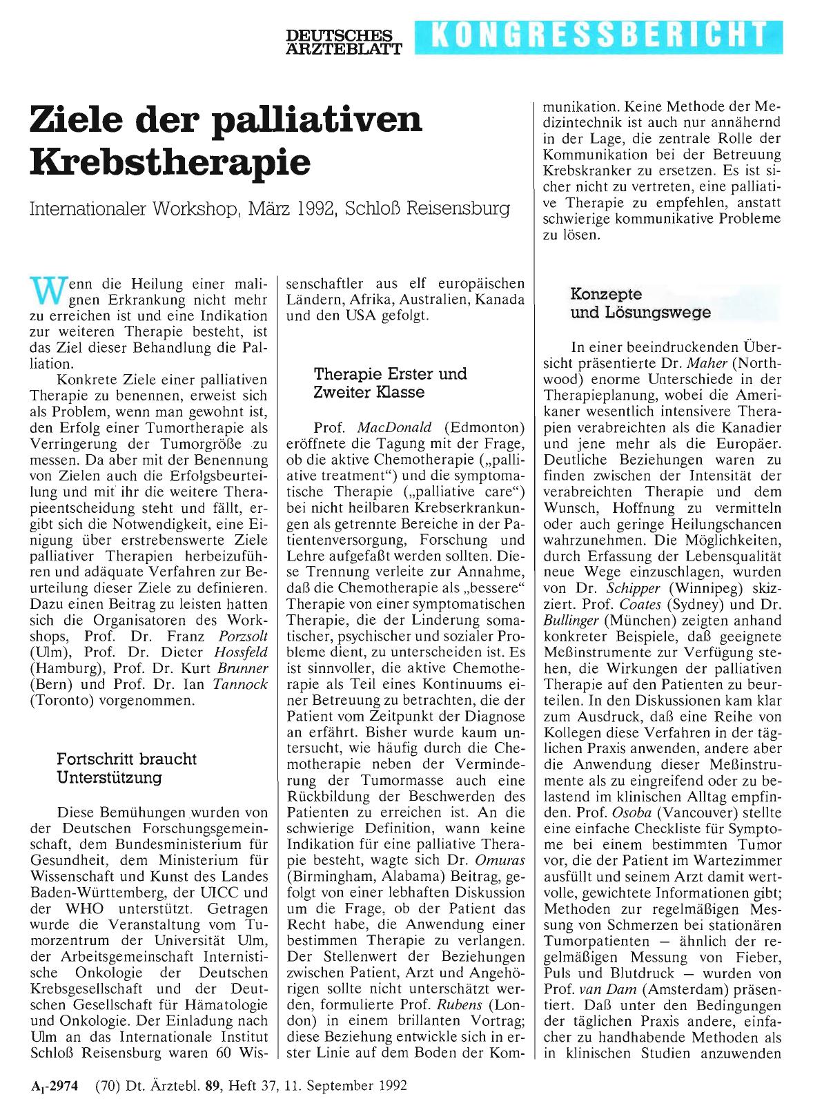 Vorschauseite 1: Ziele der palliativen Krebstherapie