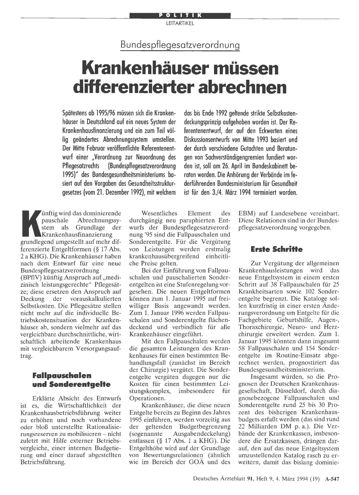 Vorschauseite 1: Bundespflegesatzverordnung: Krankenhäuser müssen differenzierter abrechnen