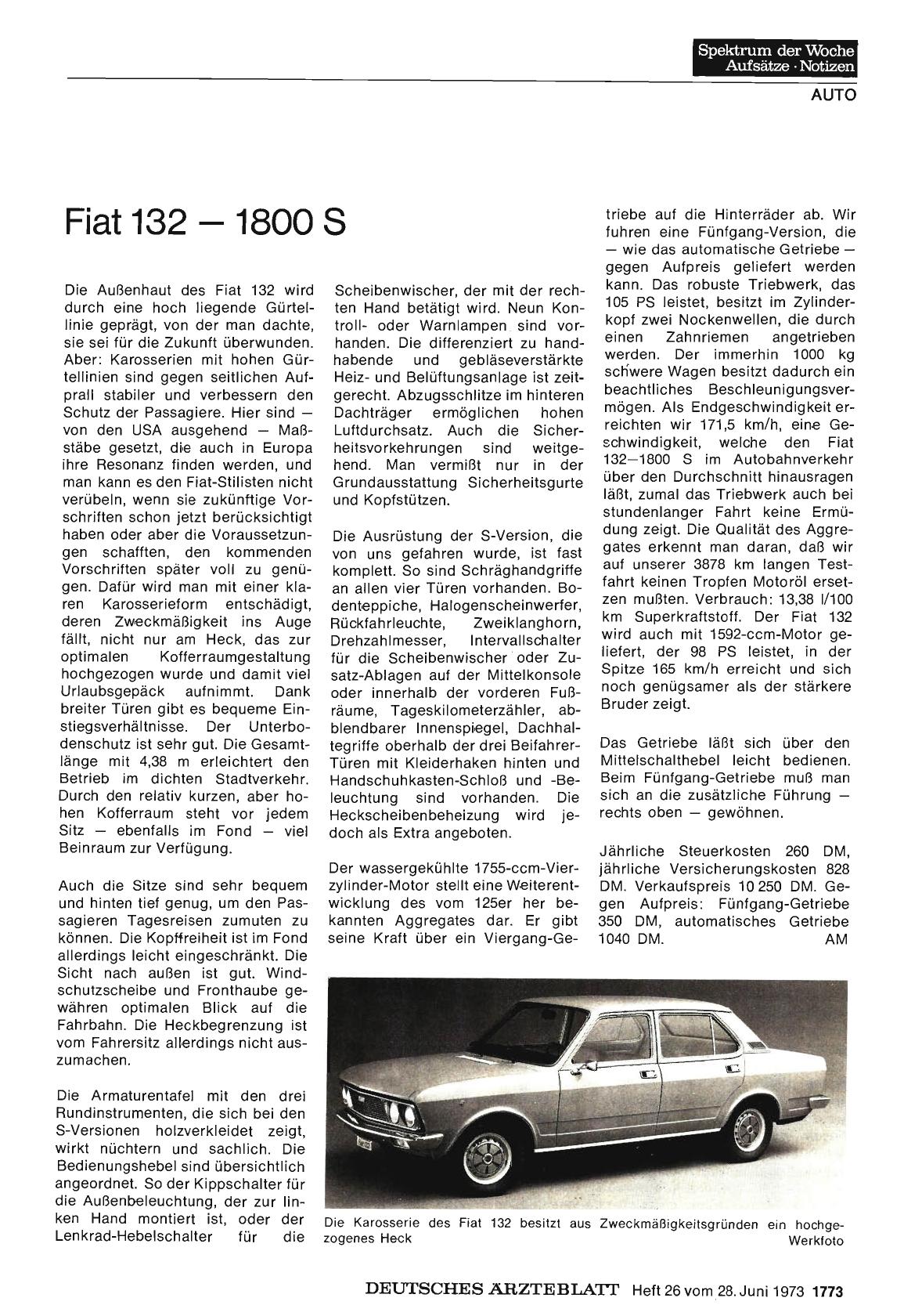 Vorschauseite 1: Fiat 132 1800 S