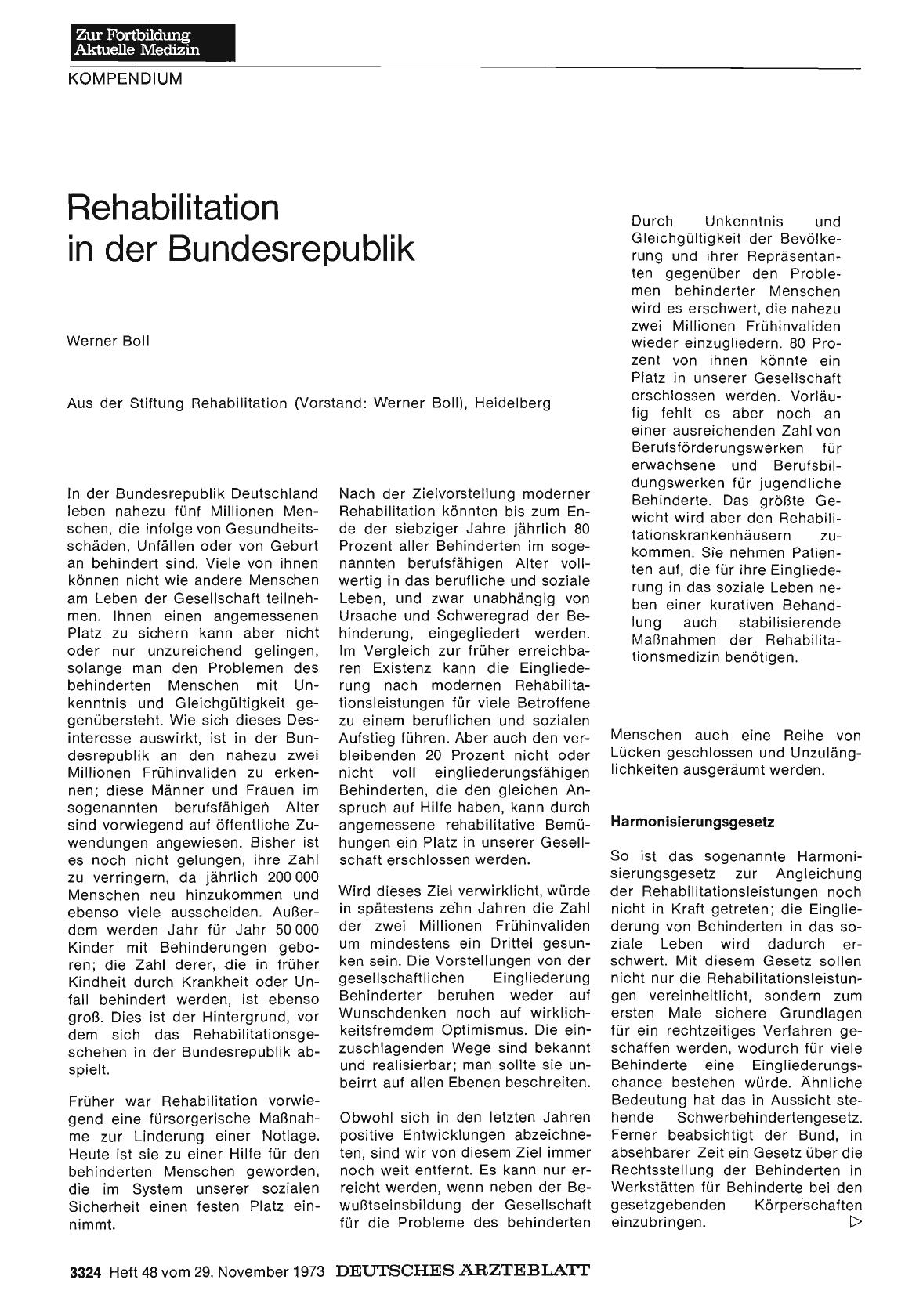 Vorschauseite 1: Rehabilitation in der Bundesrepublik