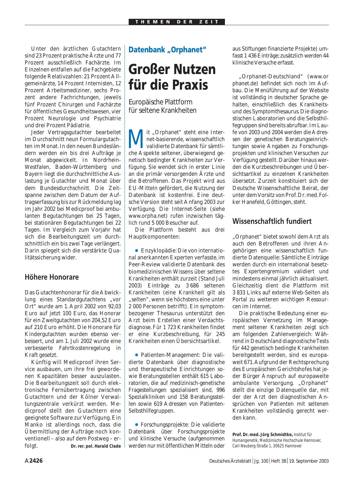 Vorschauseite 1: Datenbank „Orphanet“: Großer Nutzen für die Praxis
