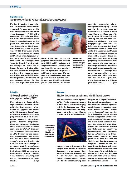 Vorschauseite 1: Digitalisierung: Mehr elektronische Heilberufsausweise ausgegeben