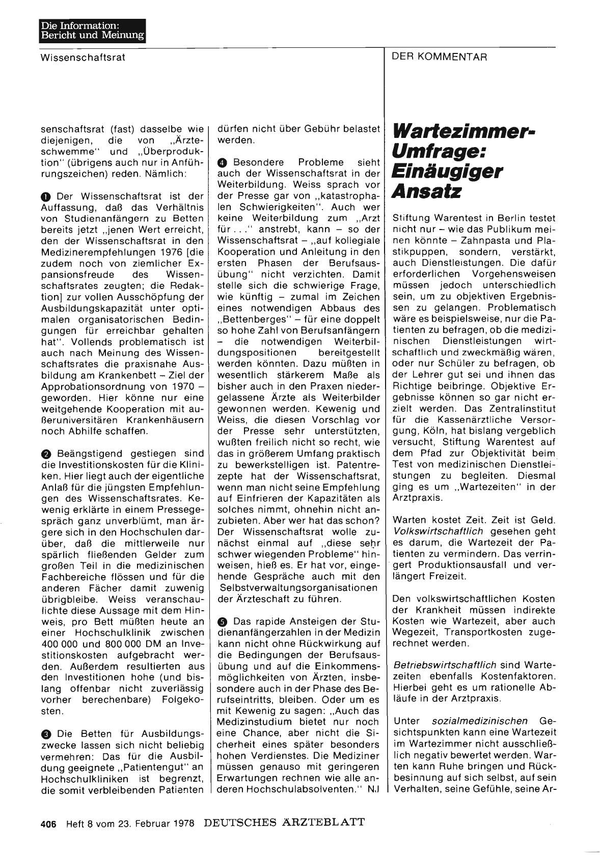Vorschauseite 1: Wartezimmer-Umfrage: Einäugiger Ansatz