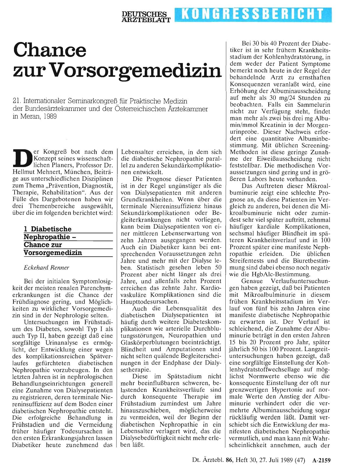 Vorschauseite 1: Chance zur Vorsorgemedizin