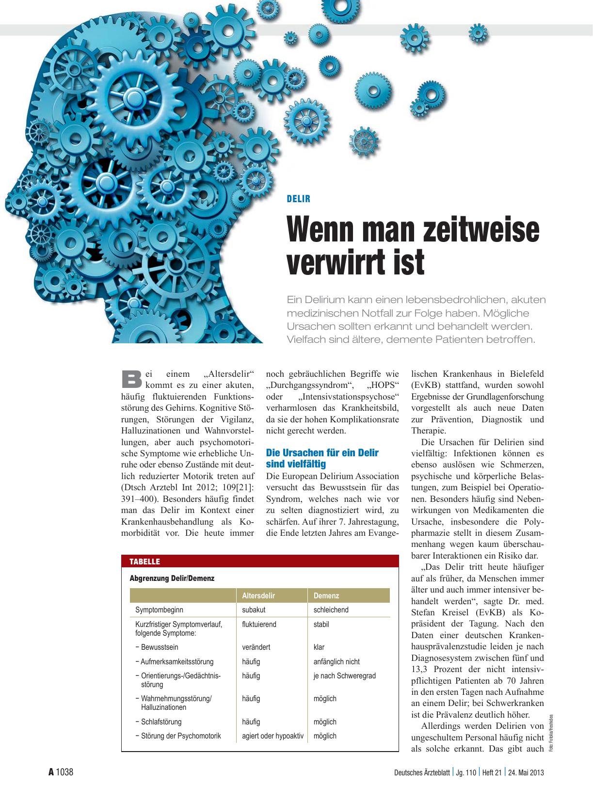 Vorschauseite 1: Delir: Wenn man zeitweise verwirrt ist