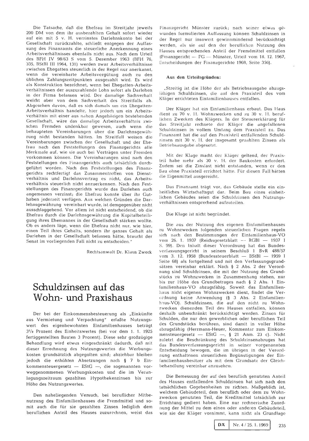 Vorschauseite 1: Schuldzinsen auf das Wohnund Praxishaus