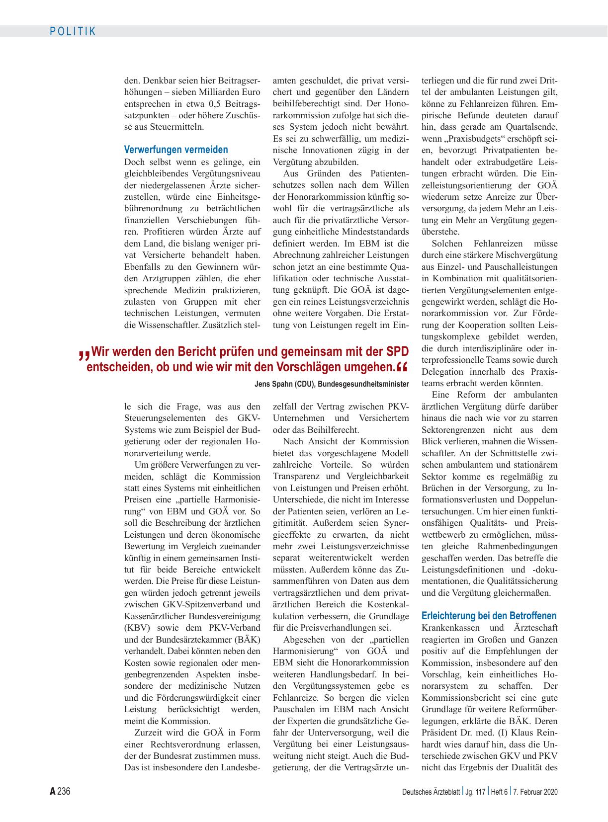 Vorschauseite 2: Ambulante ärztliche Vergütung: Nebeneinander von GOÄ und EBM erhalten