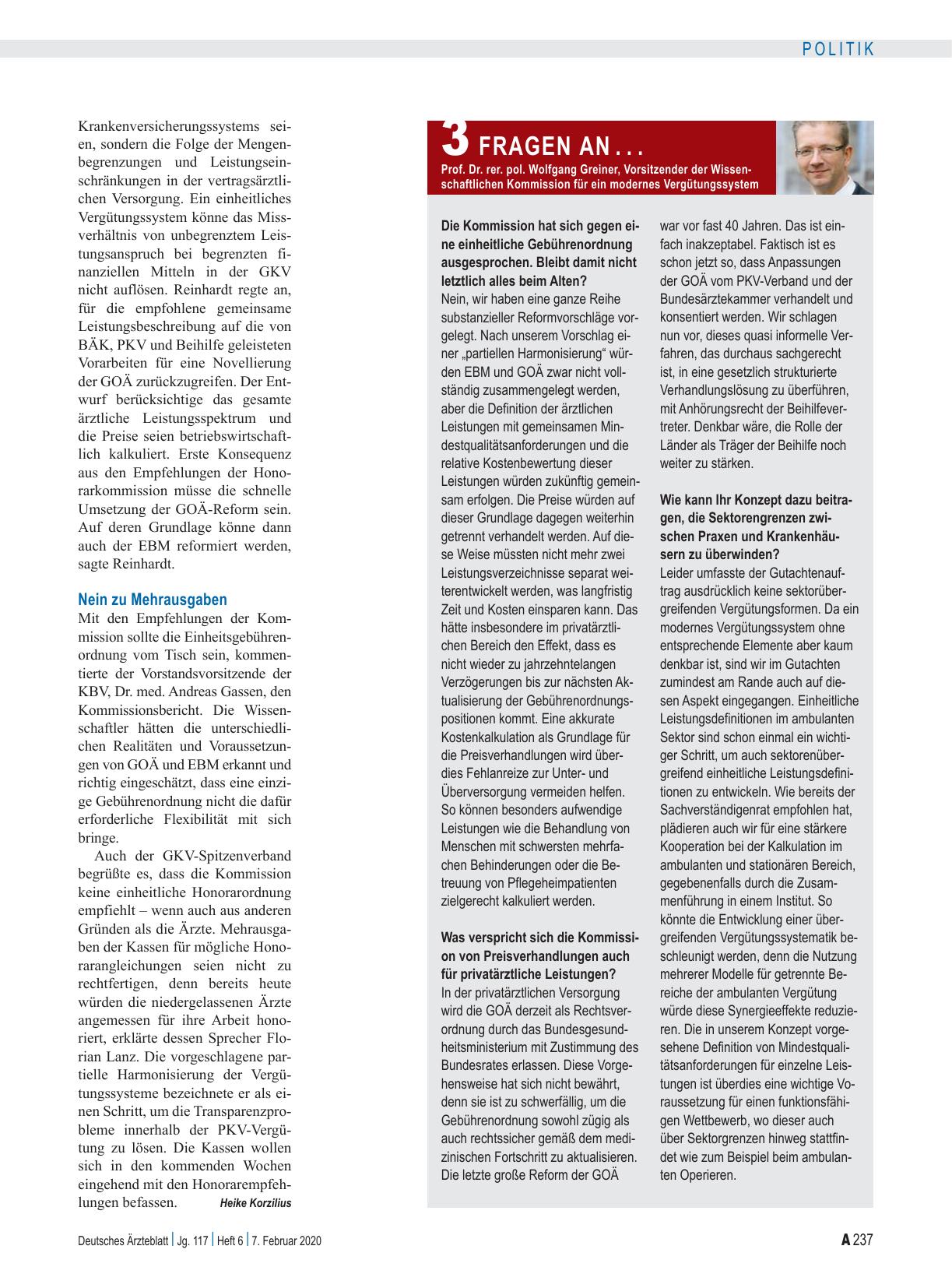 Vorschauseite 3: Ambulante ärztliche Vergütung: Nebeneinander von GOÄ und EBM erhalten