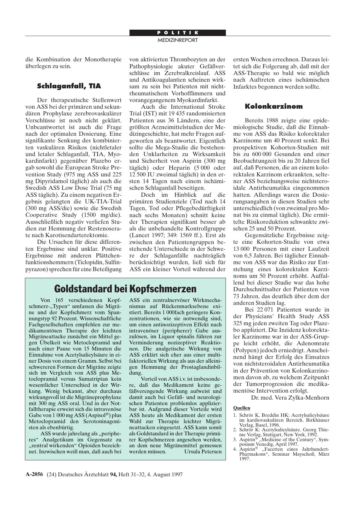 Vorschauseite 1: Goldstandard bei Kopfschmerzen