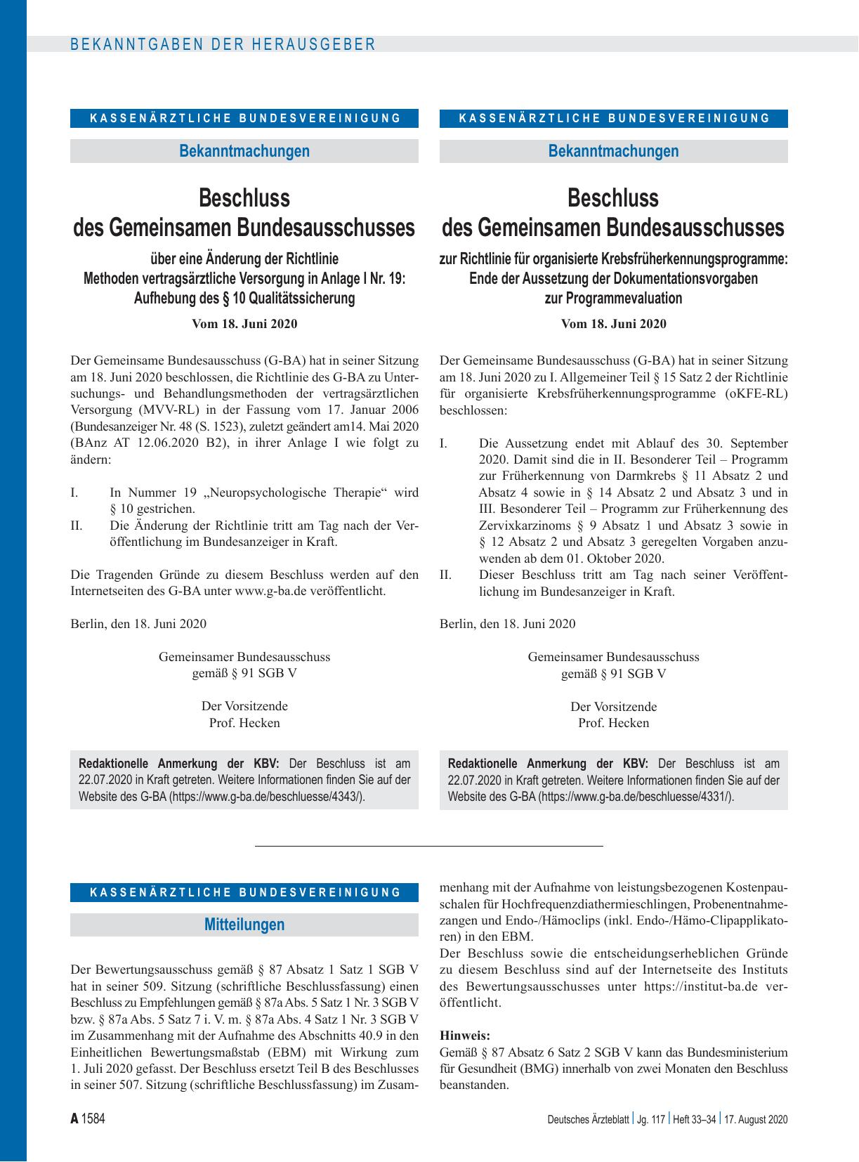 Vorschauseite 1: Mitteilungen