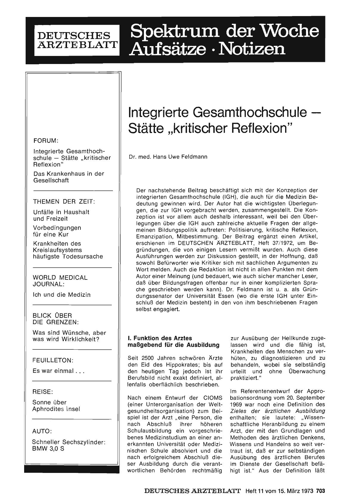Vorschauseite 1: Integrierte Gesamthochschule Stätte — „kritischer Reflexion"