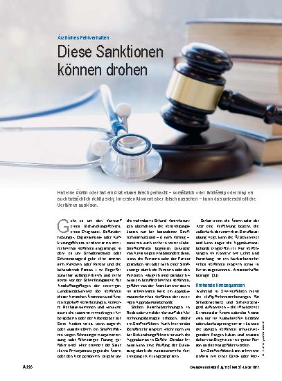 Vorschauseite 1: Ärztliches Fehlverhalten: Diese Sanktionen können drohen