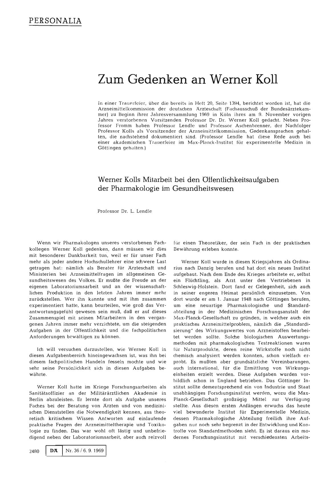 Vorschauseite 1: Zum Gedenken an Werner Koll
