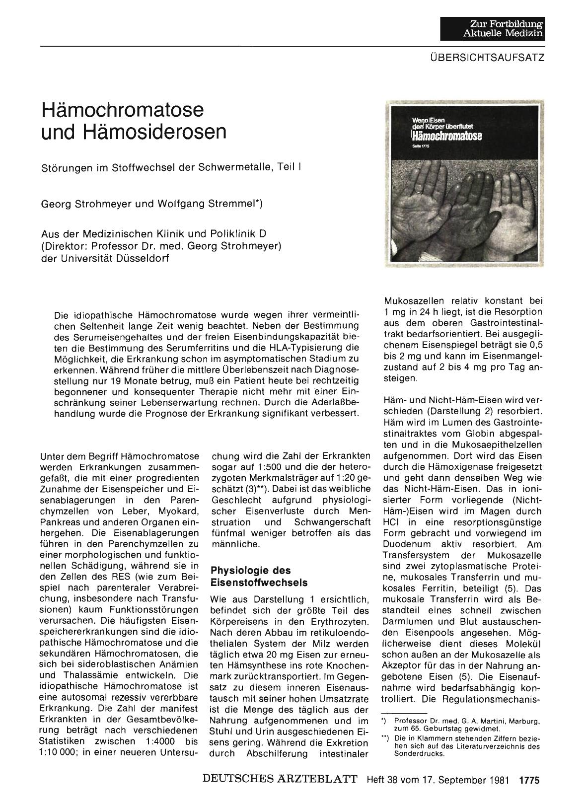 Vorschauseite 1: Hämochromatose und Hämosiderosen