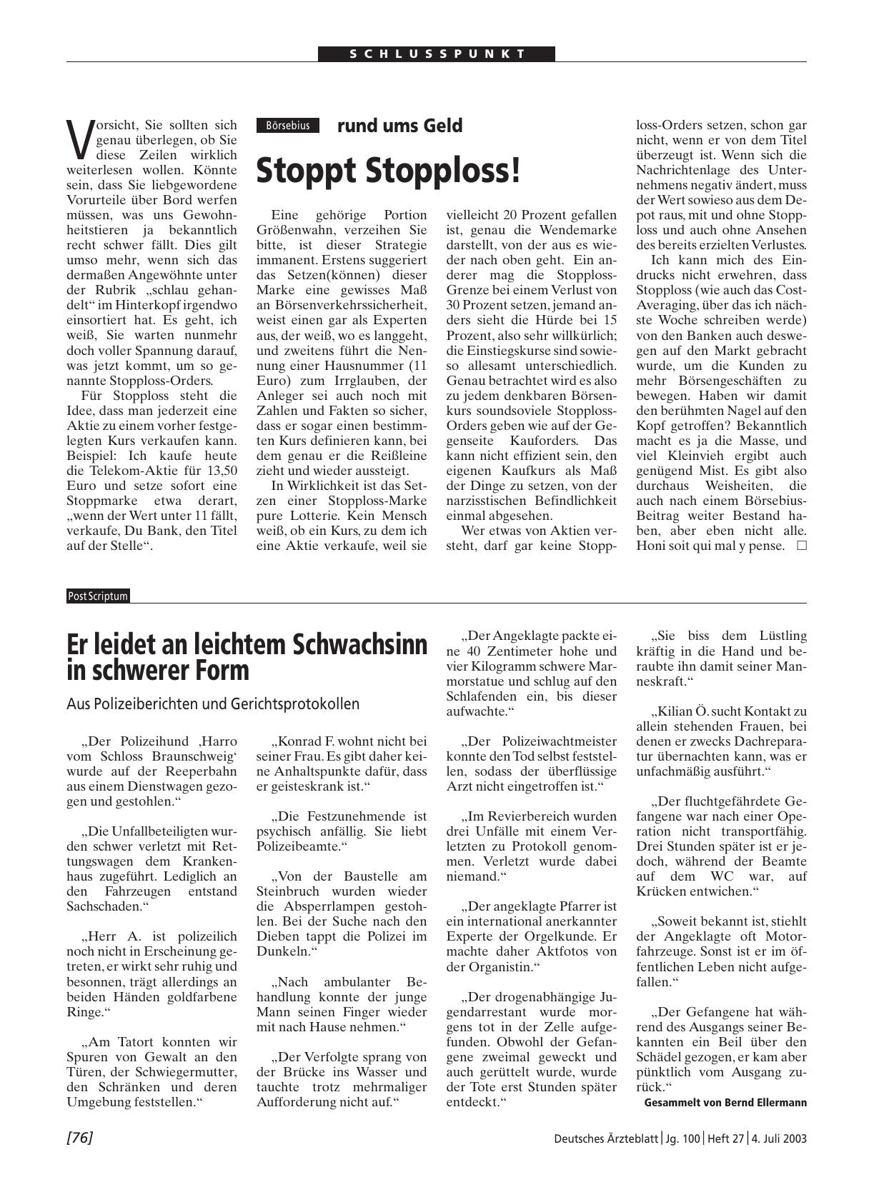 Vorschauseite 1: Er leidet an leichtem Schwachsinn in schwerer Form: Aus Polizeiberichten und Gerichtsprotokollen
