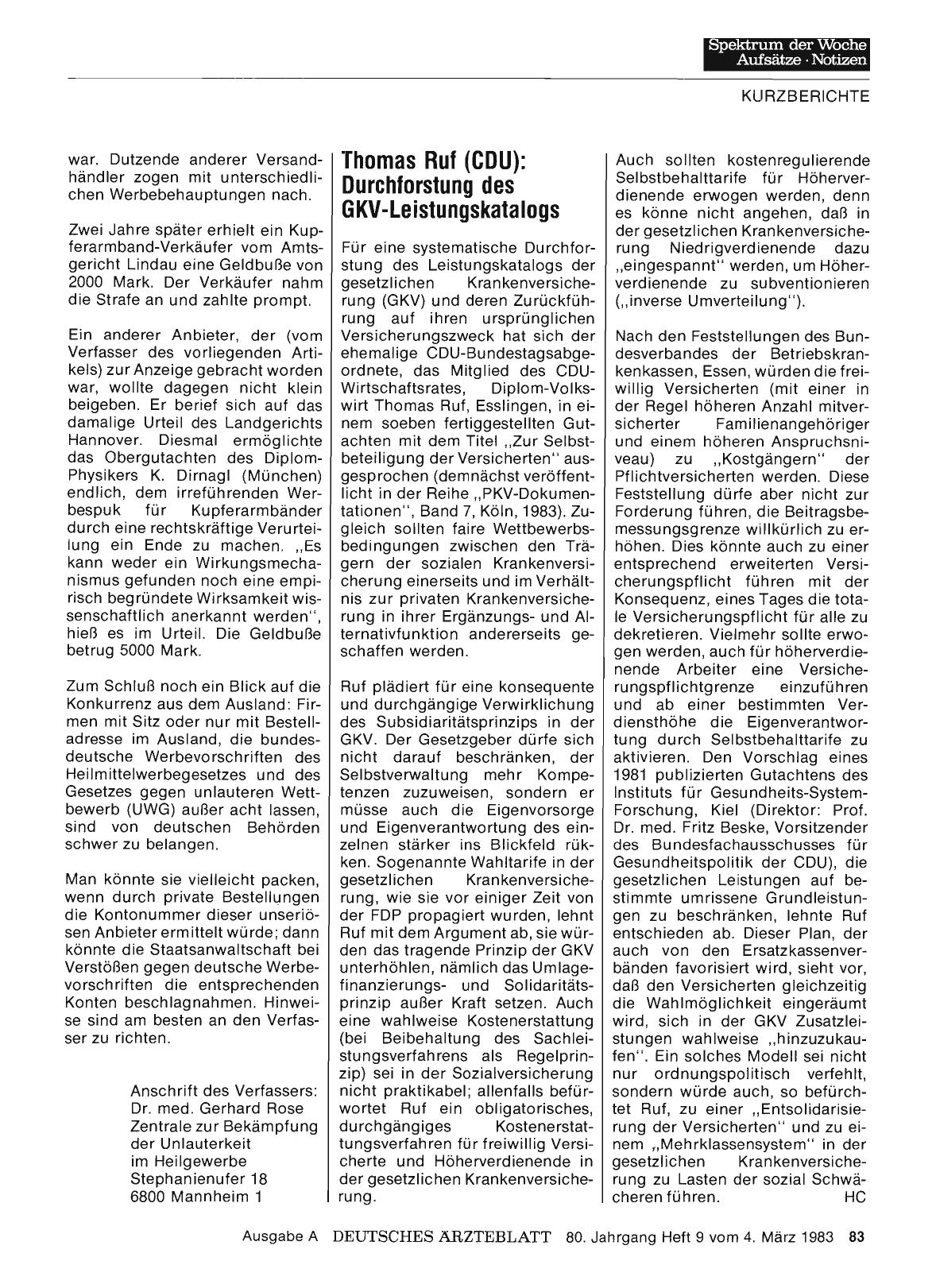 Vorschauseite 1: Thomas Ruf (CDU): Durchforstung des GKV-Leistungskatalogs