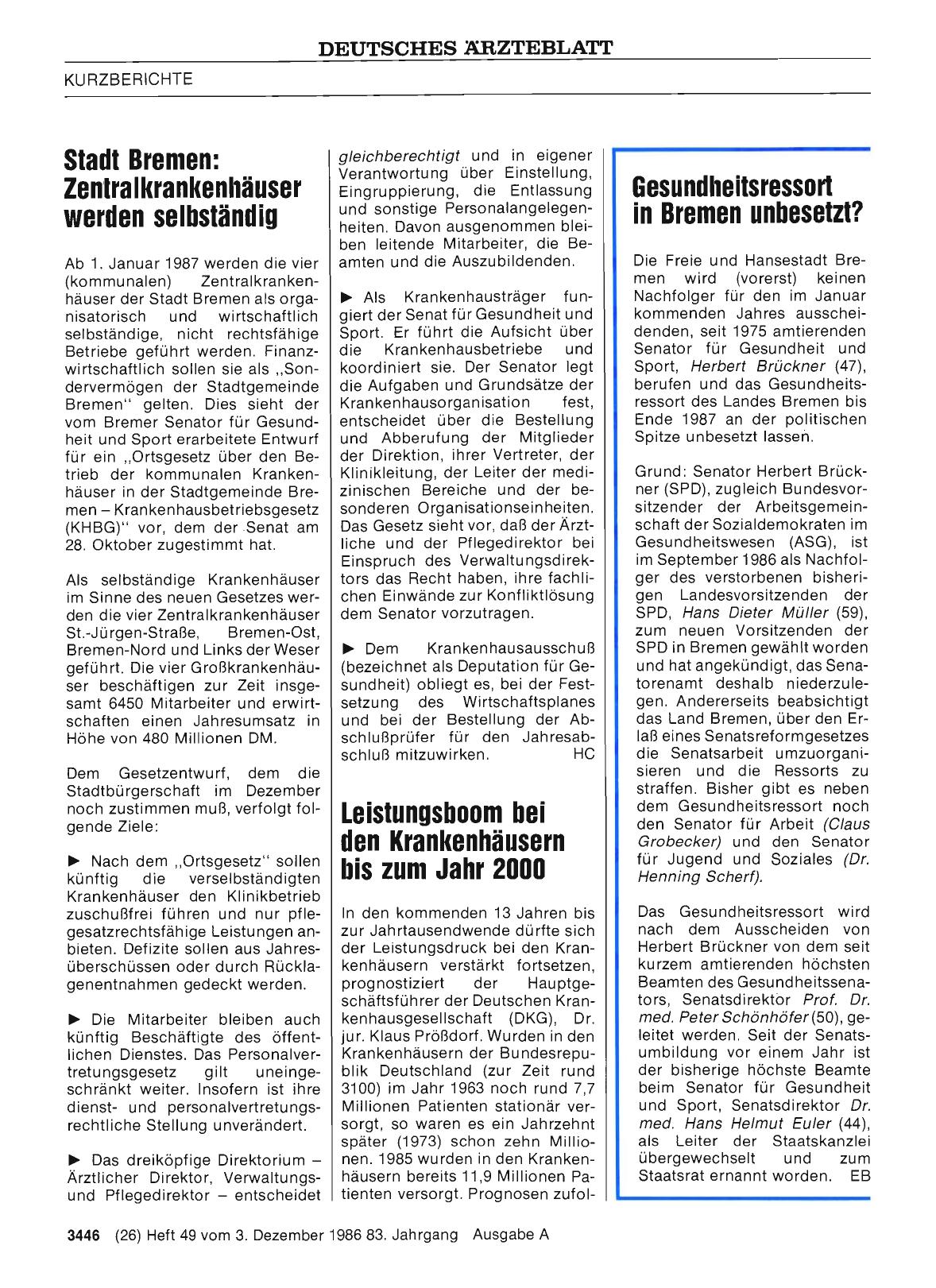 Vorschauseite 1: Leistungsboom bei den Krankenhäusern bis zum Jahr 2000