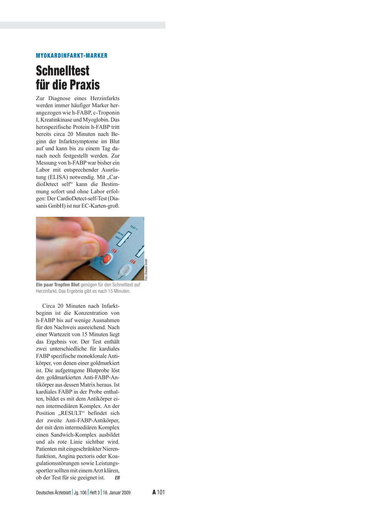 Vorschauseite 1: Myokardinfarkt-Marker: Schnelltest für die Praxis