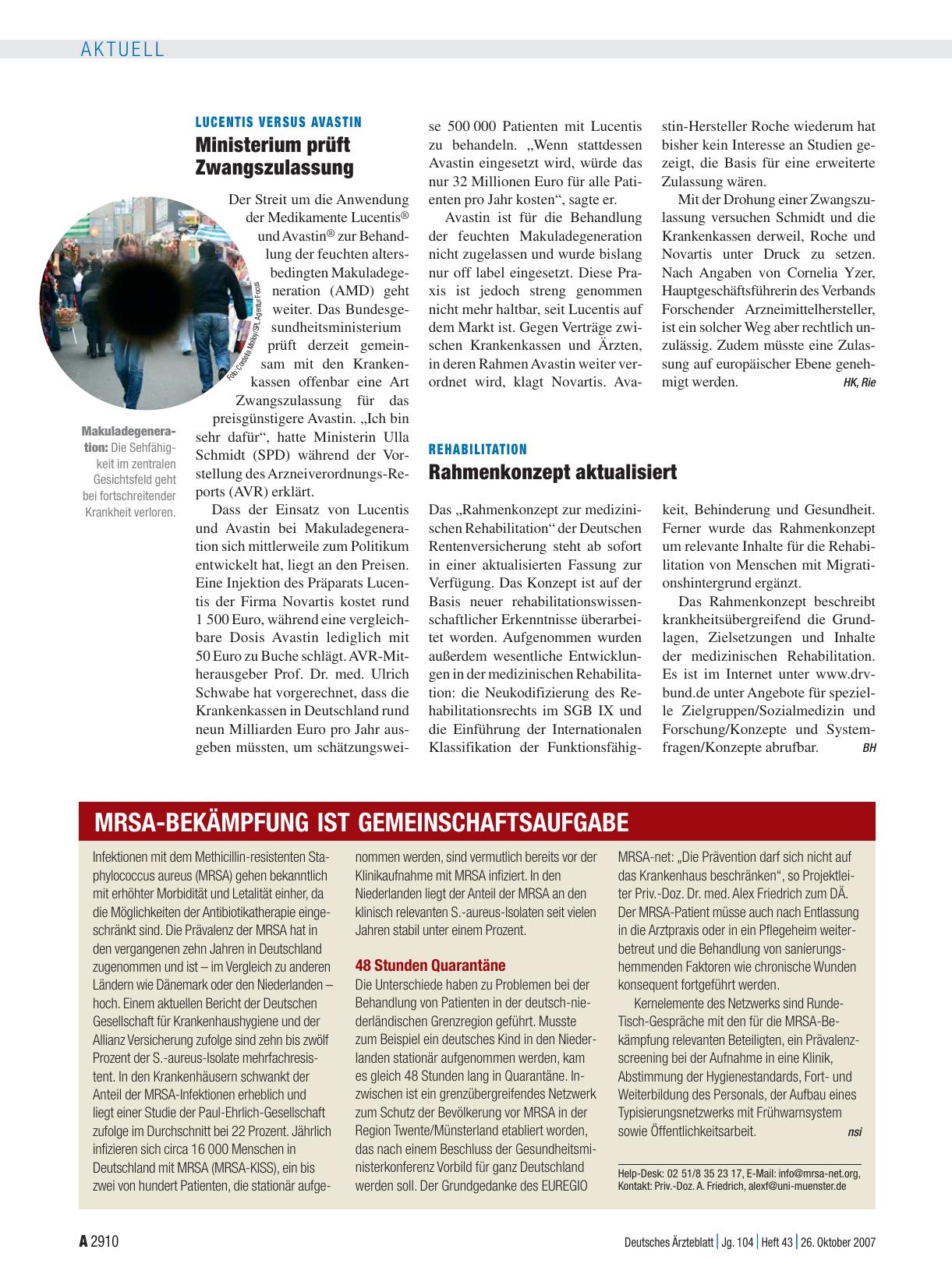 Vorschauseite 1: Rehabilitation: Rahmenkonzept aktualisiert