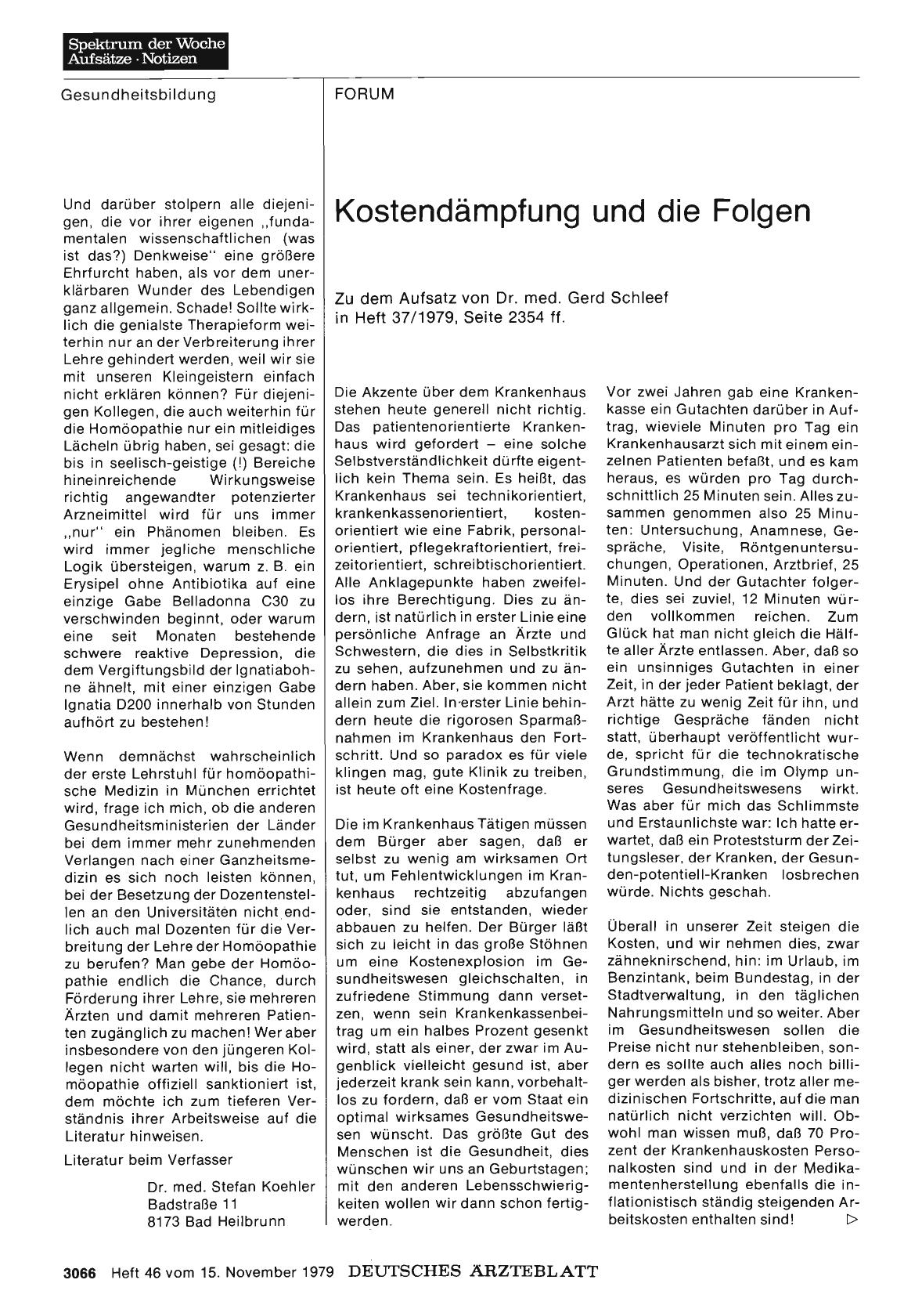 Vorschauseite 1: Kostendämpfung und die Folgen: Stellungnahme