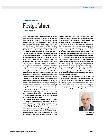 Vorschauseite 1: Krankenhausreform: Festgefahren