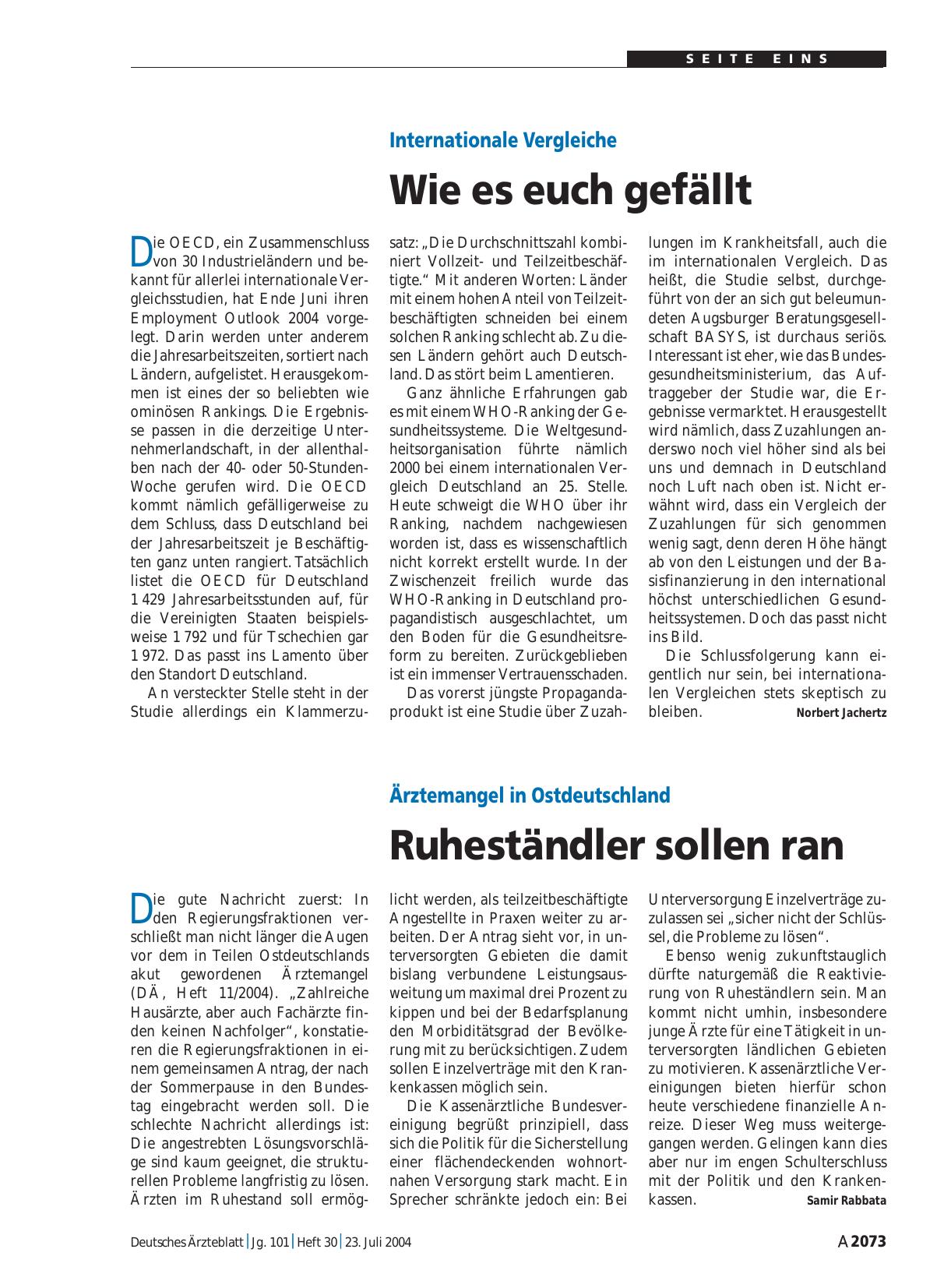 Vorschauseite 1: Internationale Vergleiche: Wie es euch gefällt