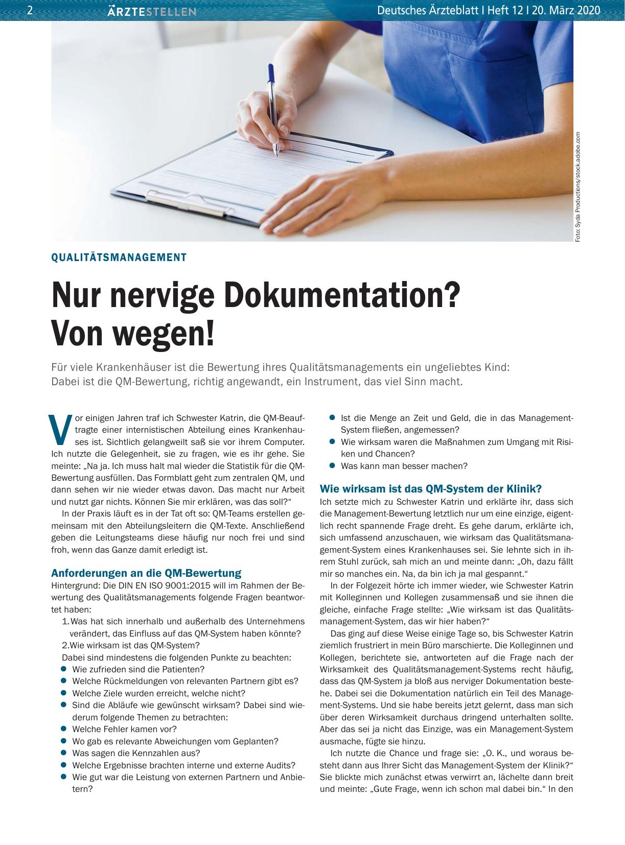 Vorschauseite 1: Qualitätsmanagement: Nur nervige Dokumentation? Von wegen!