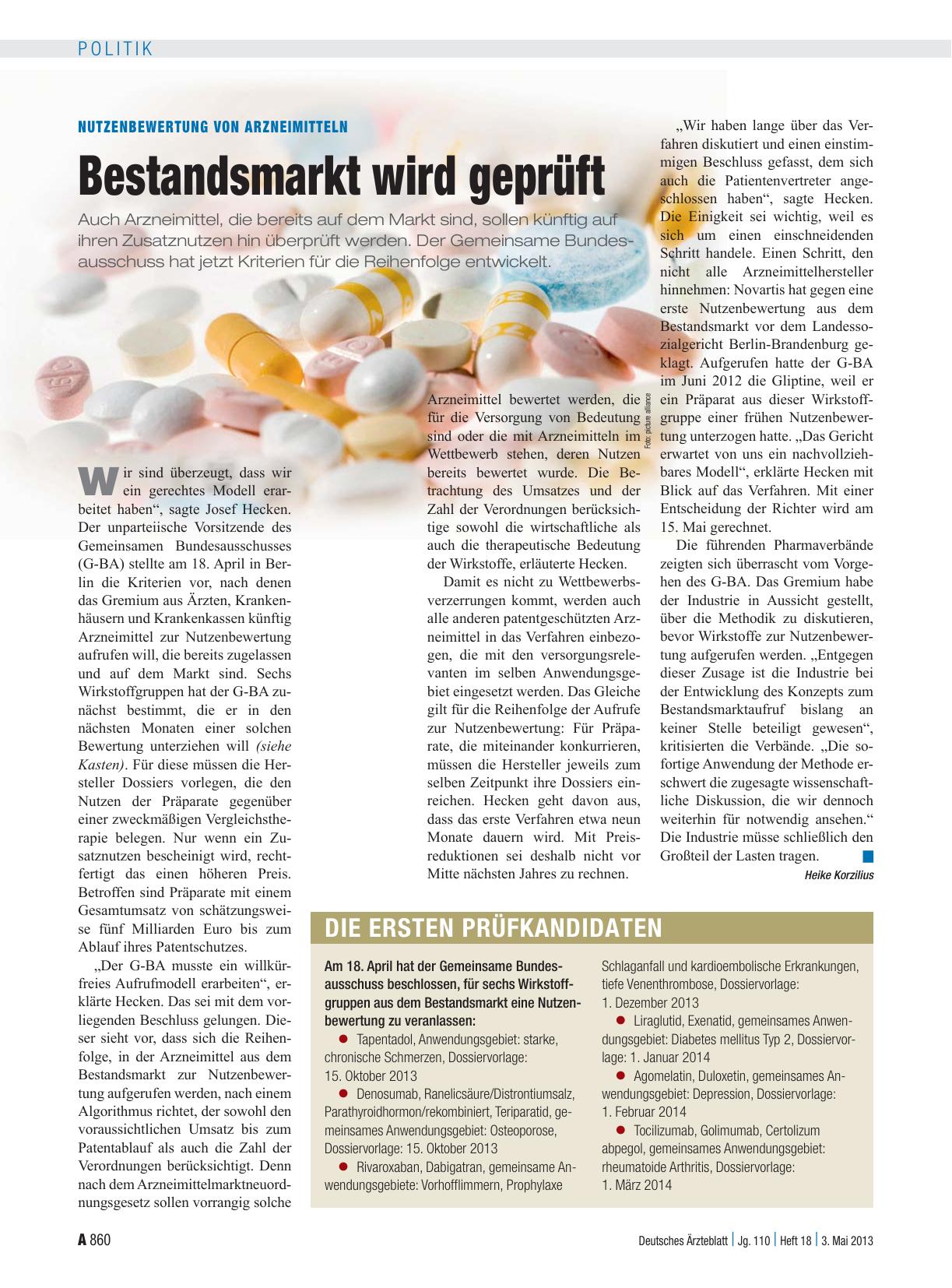 Vorschauseite 1: Nutzenbewertung von Arzneimitteln: Bestandsmarkt wird geprüft