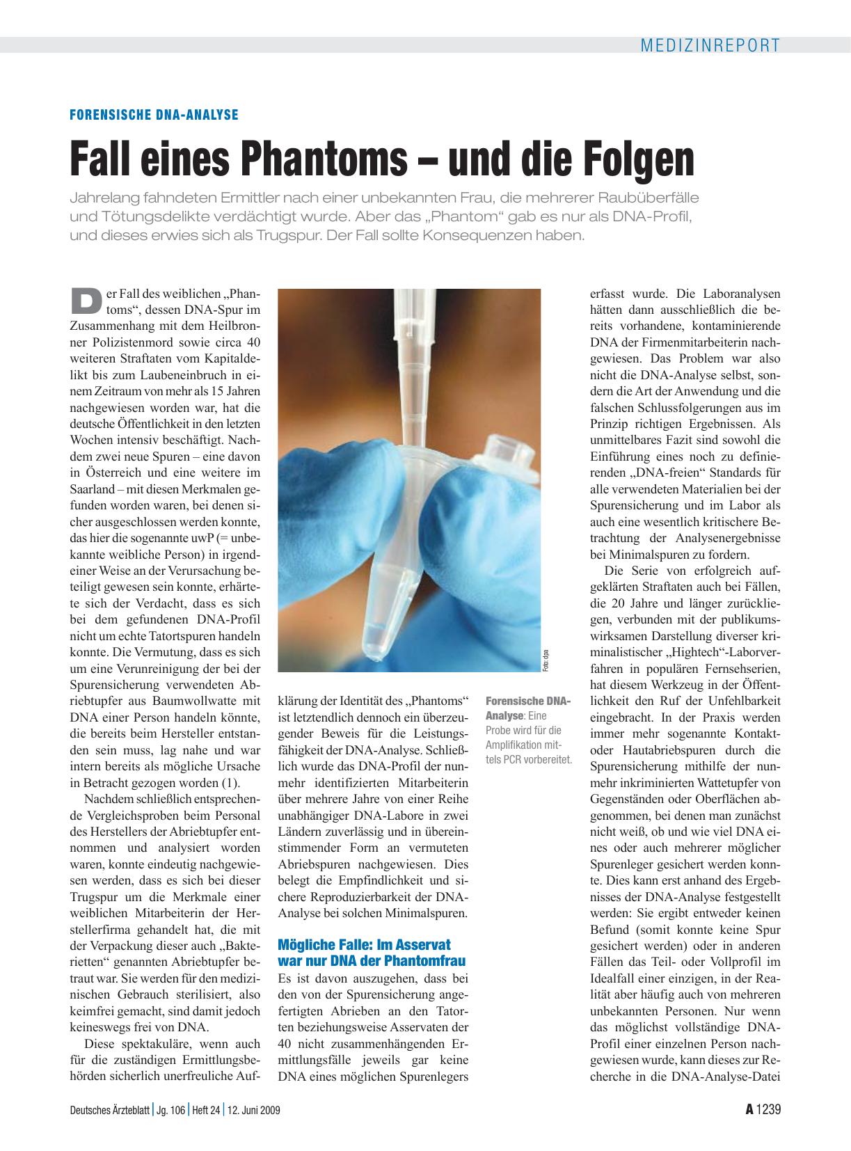 Vorschauseite 1: Forensische DNA-Analyse: Fall eines Phantoms – und die Folgen