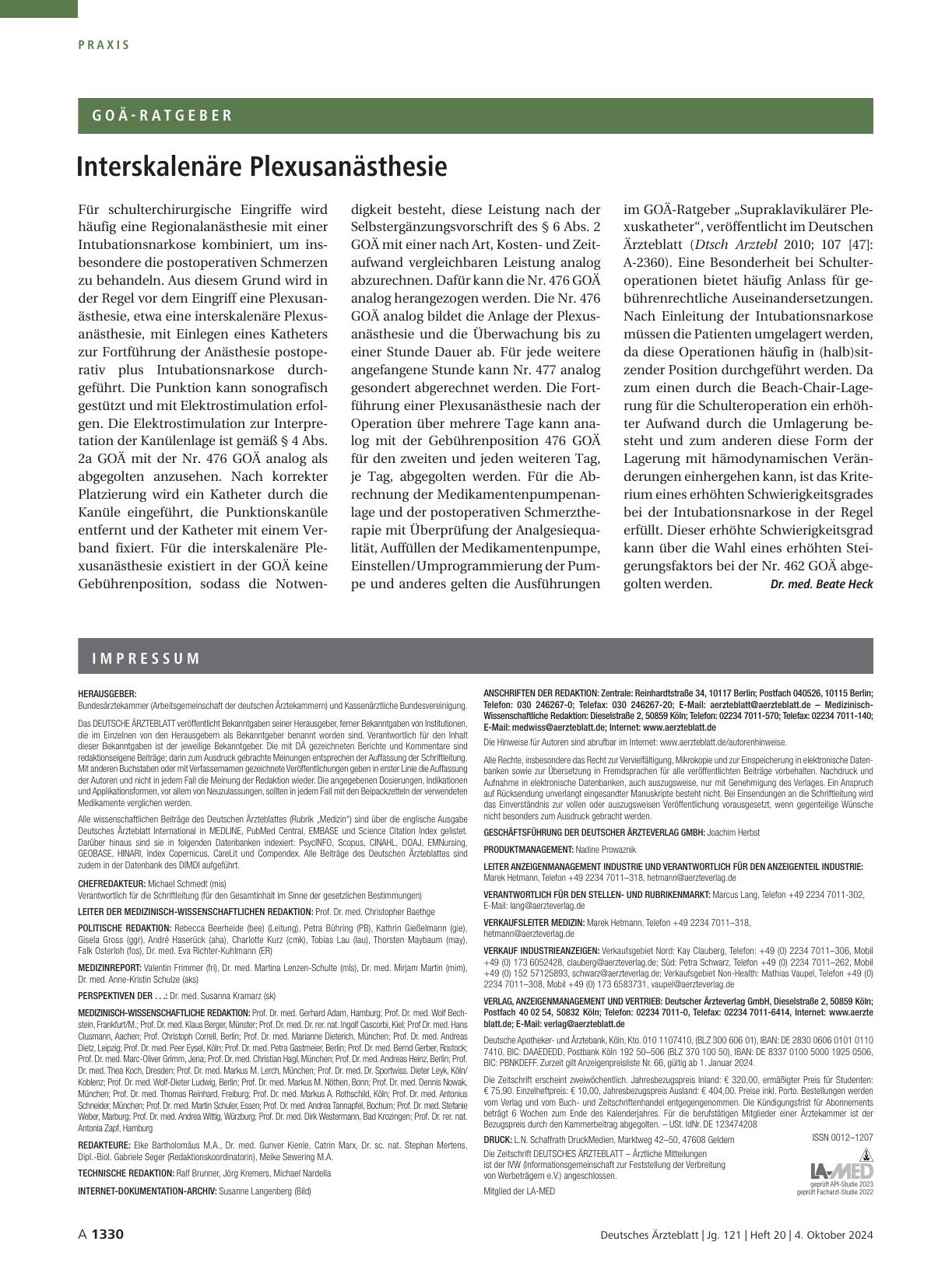 Vorschauseite 1: Interskalenäre Plexusanästhesie