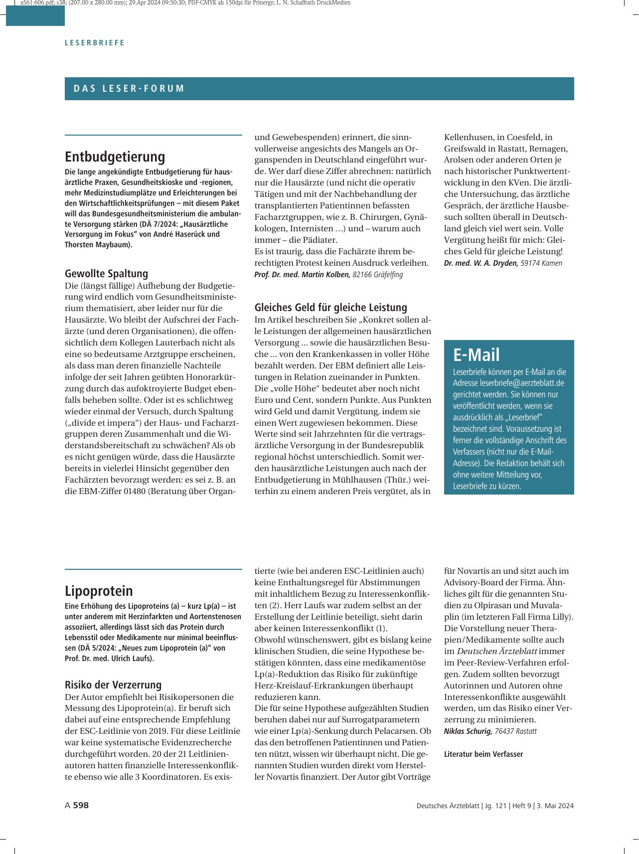 Vorschauseite 1: Lipoprotein: Risiko der Verzerrung