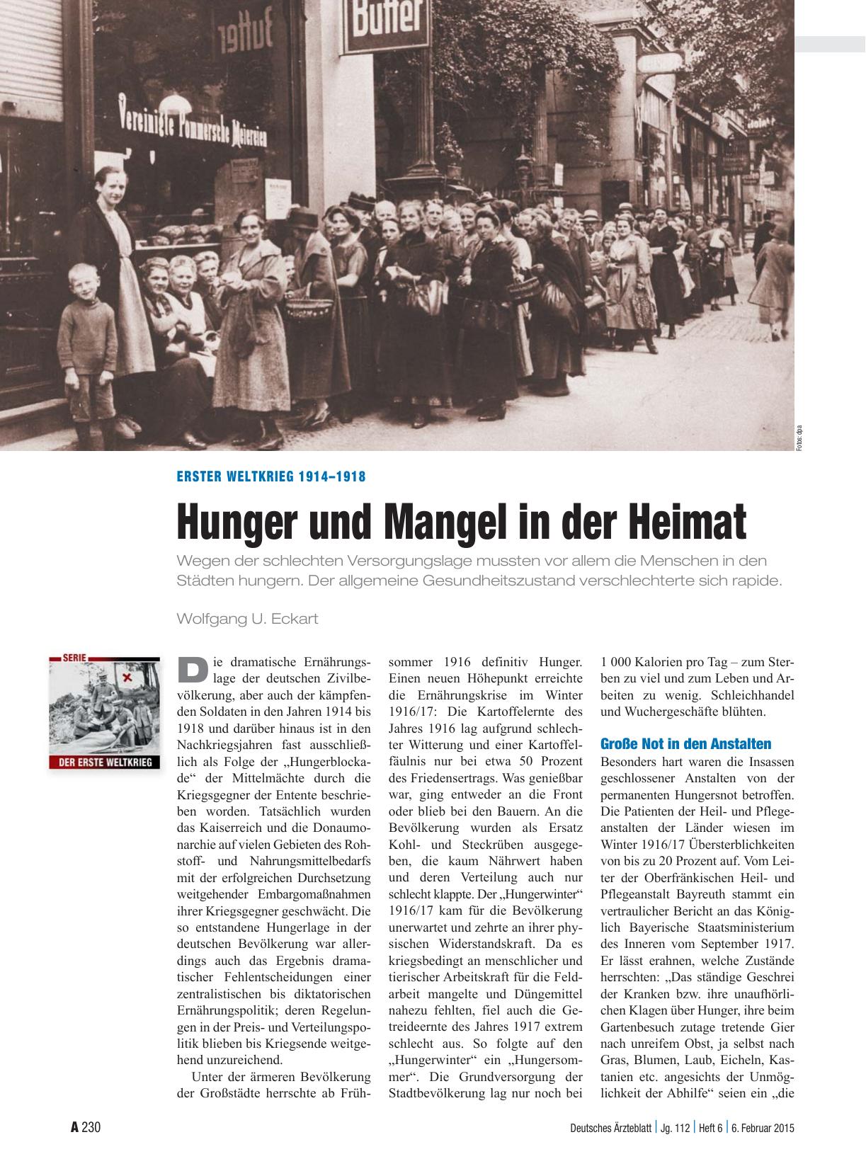 Vorschauseite 1: Erster Weltkrieg 1914 – 1918: Hunger und Mangel in der Heimat