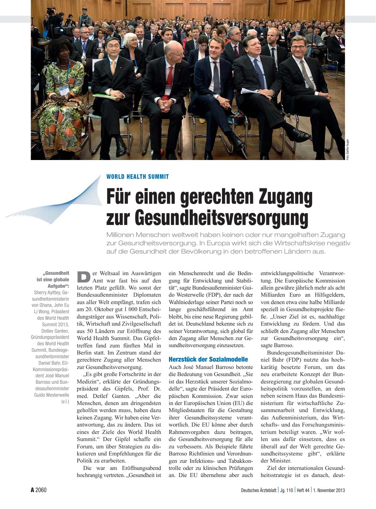 Vorschauseite 1: World Health Summit: Für einen gerechten Zugang zur Gesundheitsversorgung