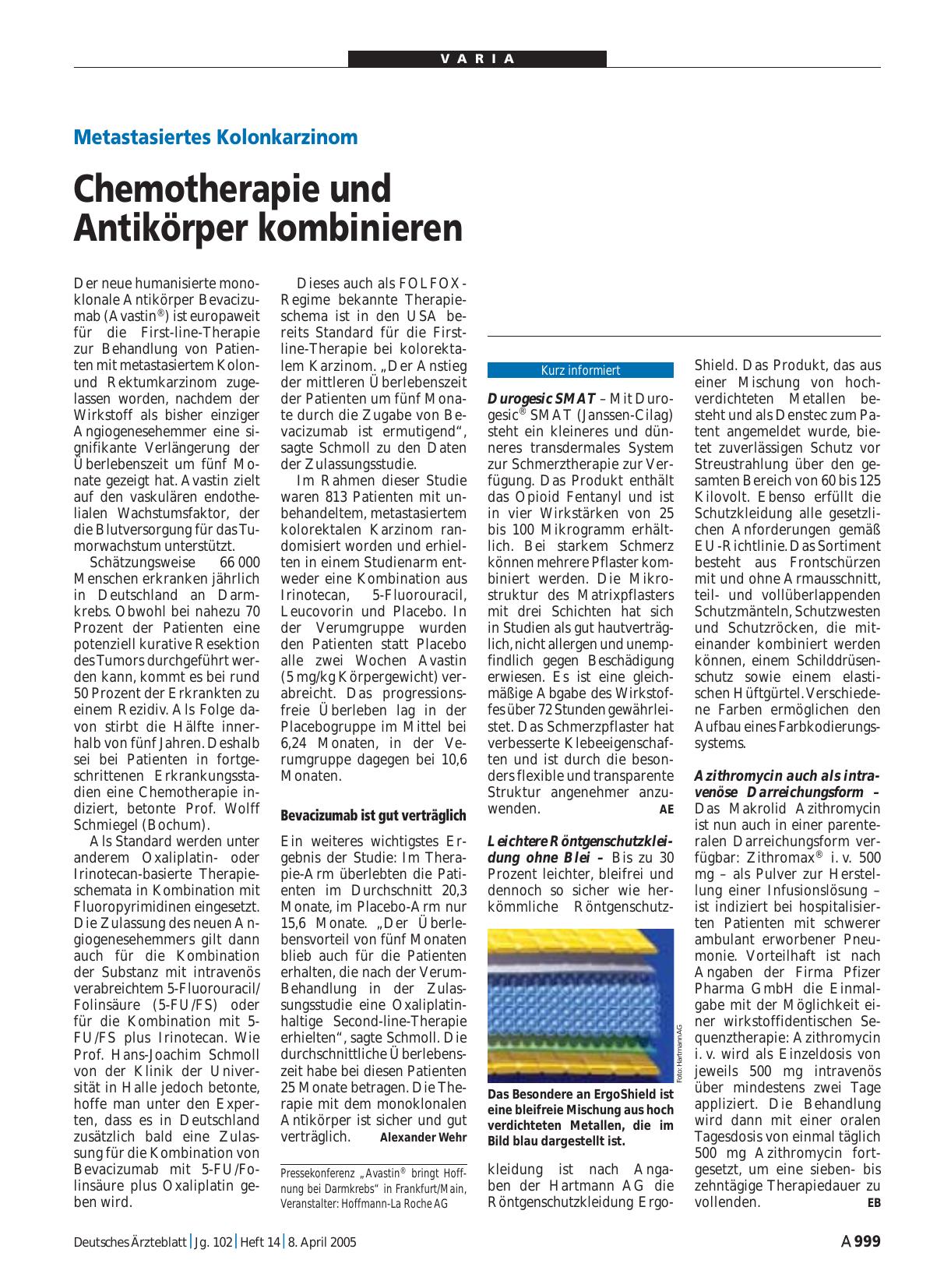 Vorschauseite 1: Metastasiertes Kolonkarzinom: Chemotherapie und Antikörper kombinieren