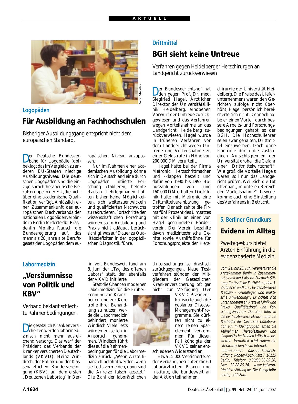 Vorschauseite 1: Drittmittel: BGH sieht keine Untreue