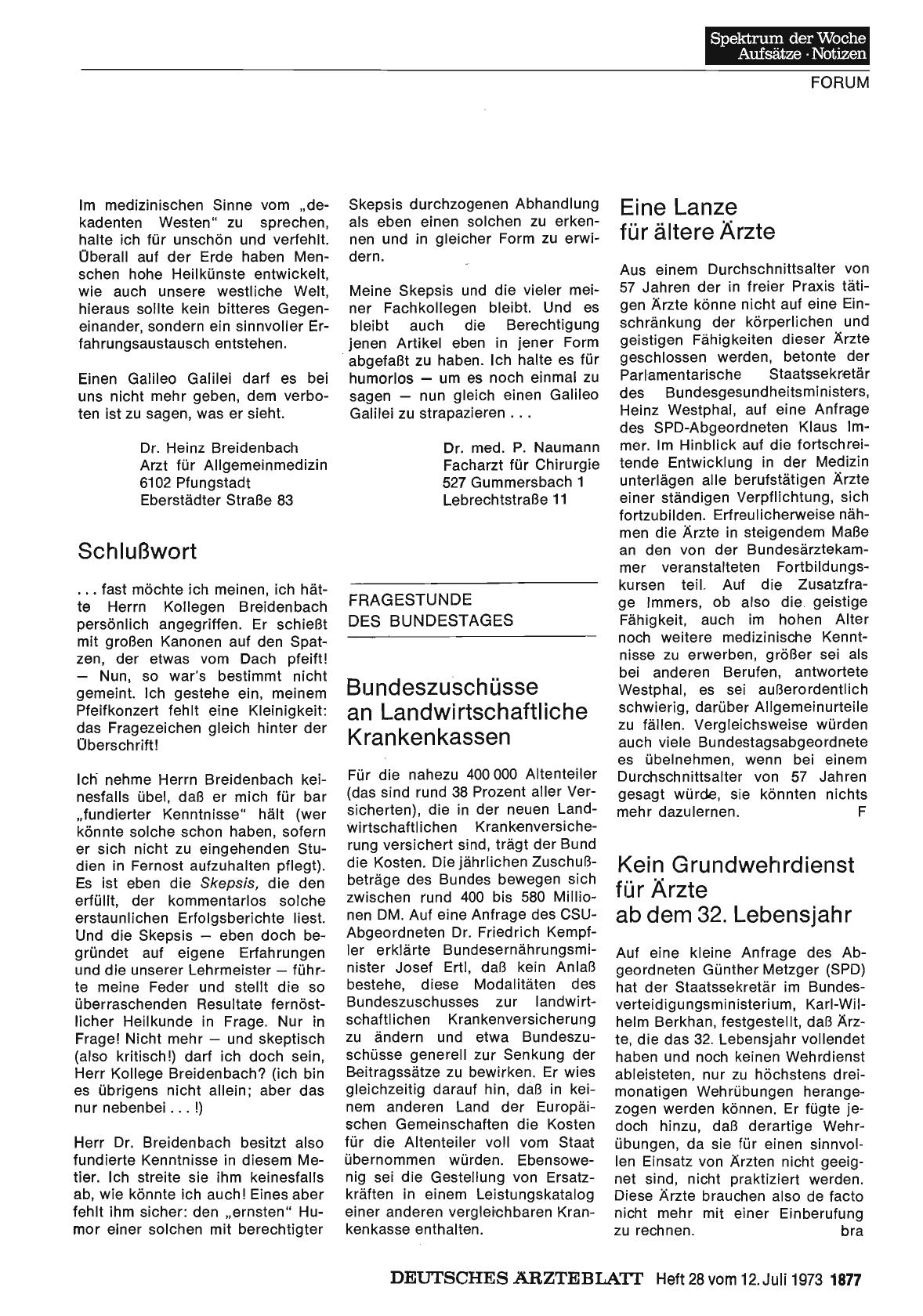 Vorschauseite 1: FRAGESTUNDE DES BUNDESTAGES: Eine Lanze für ältere Ärzte
