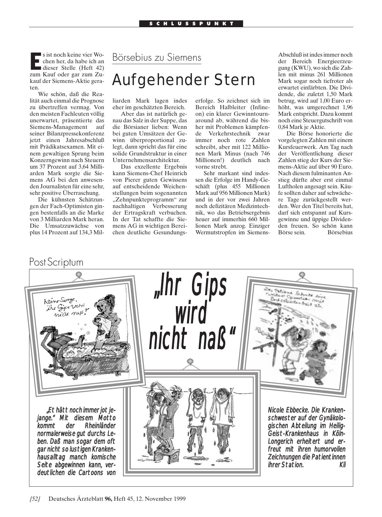 Vorschauseite 1: Börsebius zu Siemens: Aufgehender Stern
