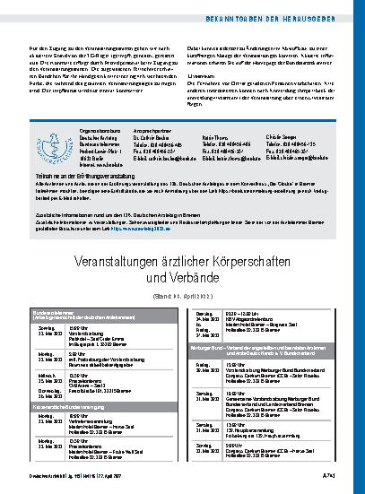 Vorschauseite 3: 126. Deutscher Ärztetag in Bremen vom 24. bis 27. Mai 2022 in Bremen ÖVB-Arena Bremen, Findorffstraße 101, 28215 Bremen