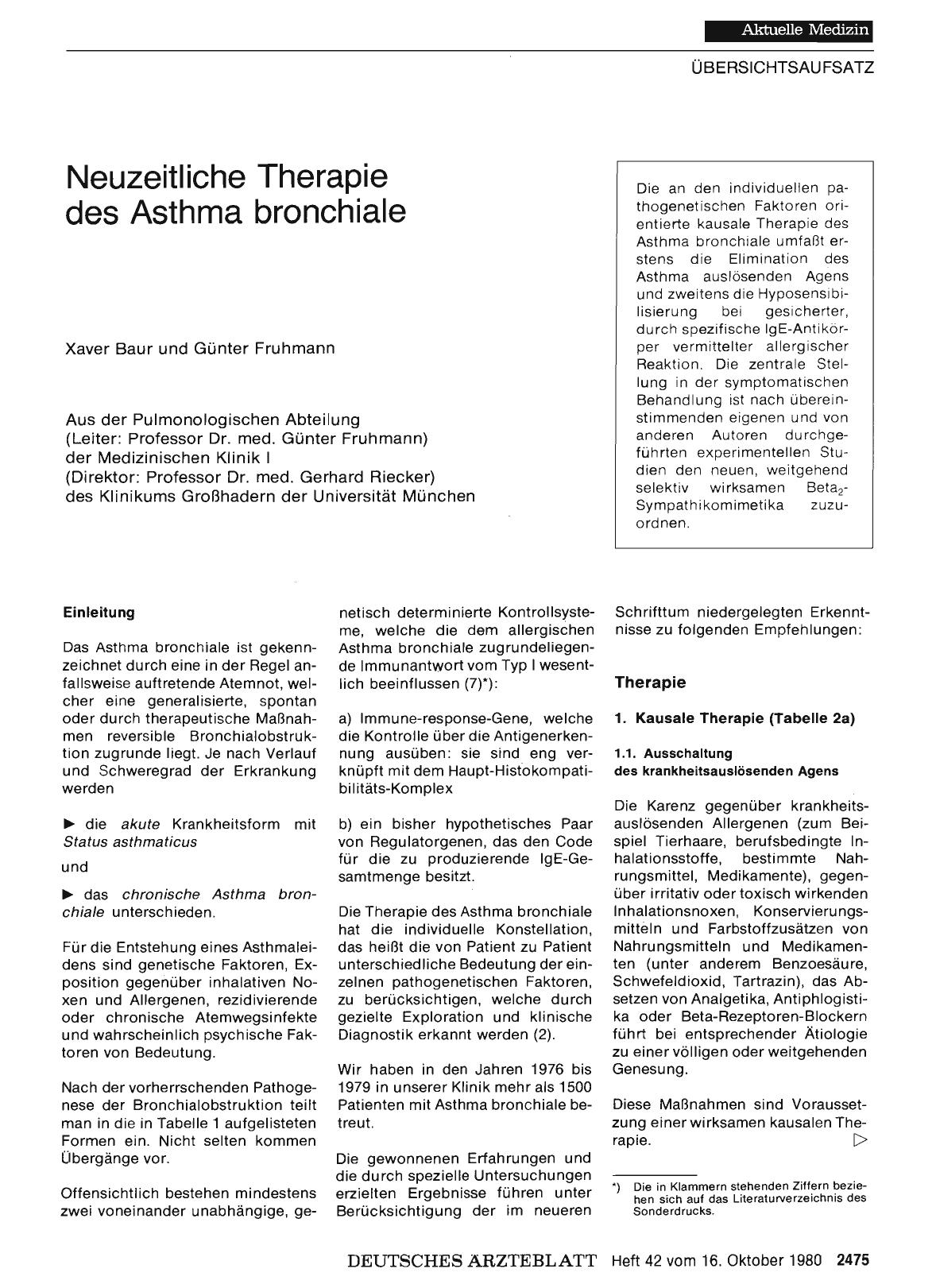 Vorschauseite 1: Neuzeitliche Therapie des Asthma bronchiale