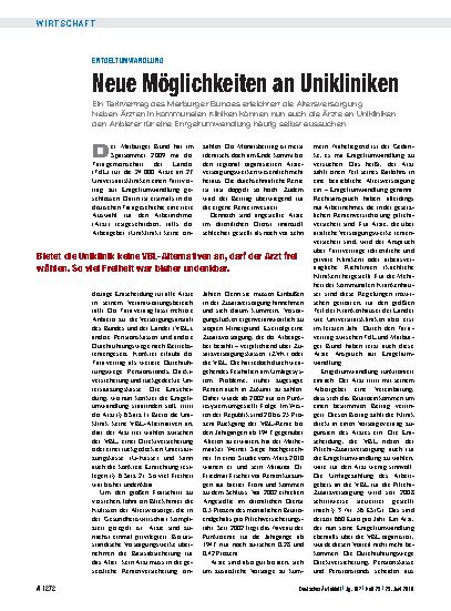 Vorschauseite 1: Entgeltumwandlung: Neue Möglichkeiten an Unikliniken