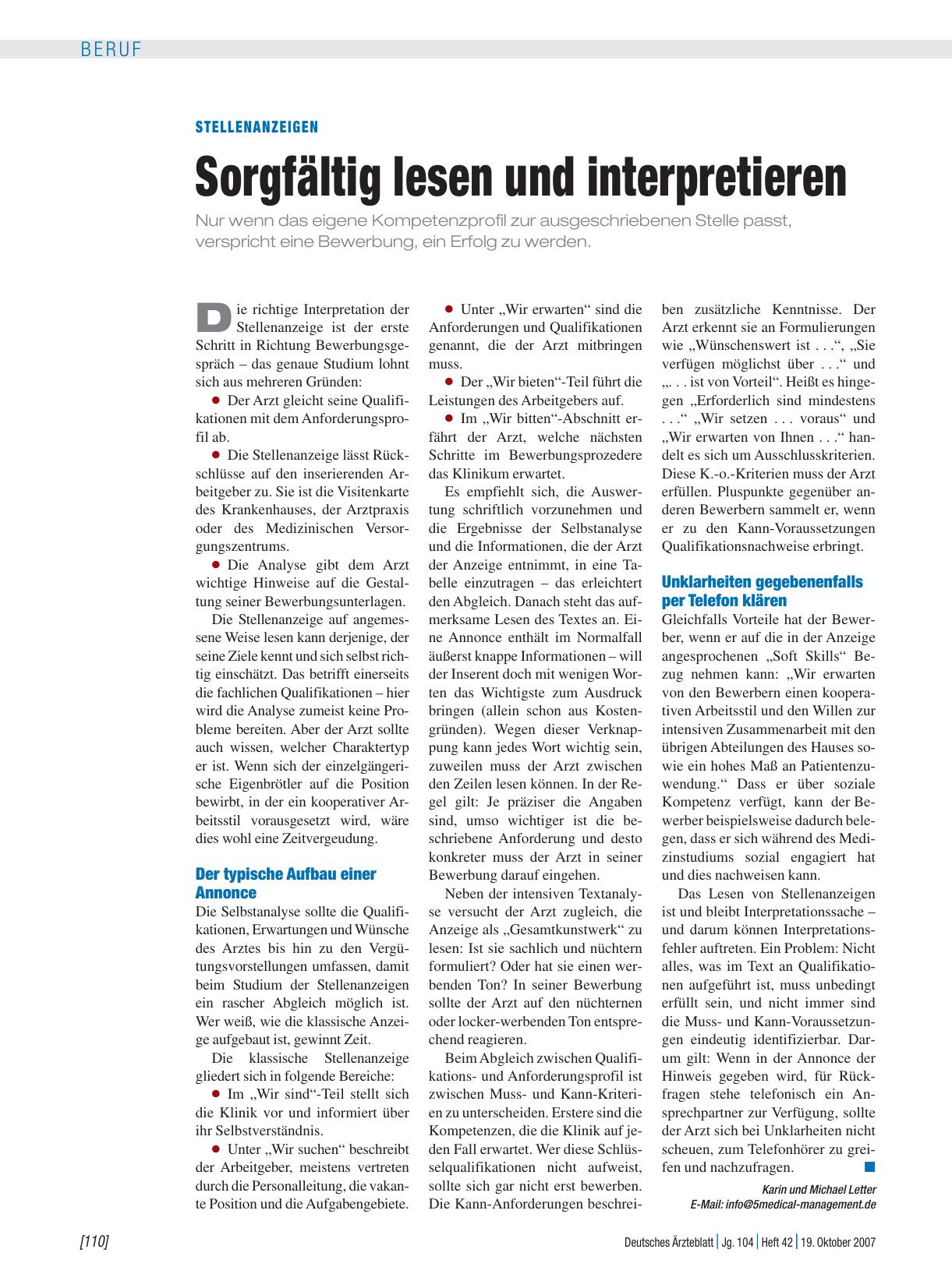 Vorschauseite 1: Stellenanzeigen: Sorgfältig lesen und interpretieren